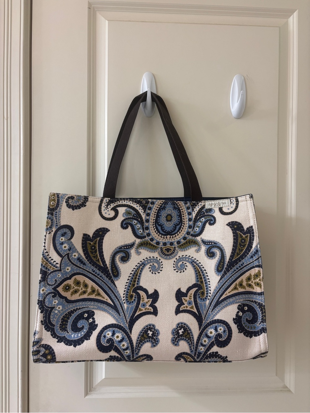 Spartina 449 Paisley Tote Bag Cream Blue Navy NWOT